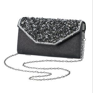 Shungite, Black Gilded Fabric Clutch Bag